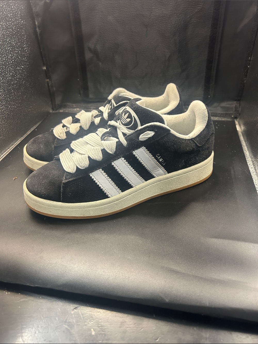 adidas Black Suede Sneakers with White Stripes
